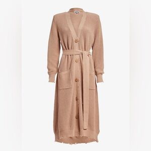 SER.O.YA Amanda Tan Distressed Belted Cardigan Sweater Dress